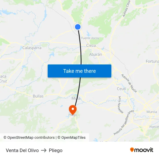 Venta Del Olivo to Pliego map