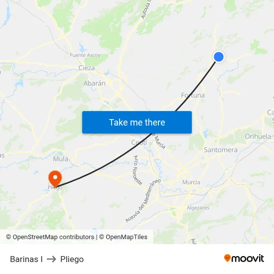 Barinas I to Pliego map