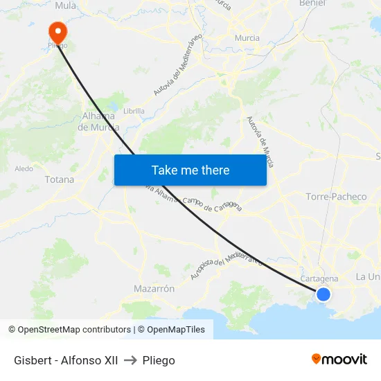 Gisbert - Alfonso XII to Pliego map