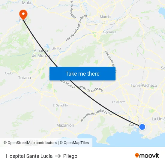 Hospital Santa Lucía to Pliego map