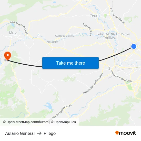 Aulario General to Pliego map