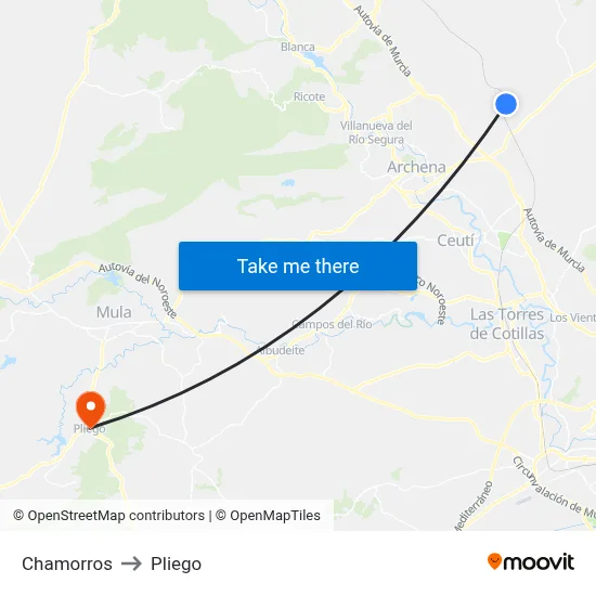 Chamorros to Pliego map