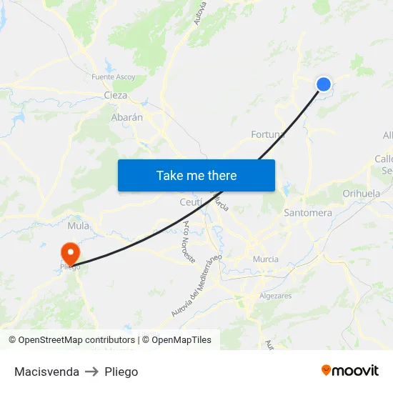 Macisvenda to Pliego map