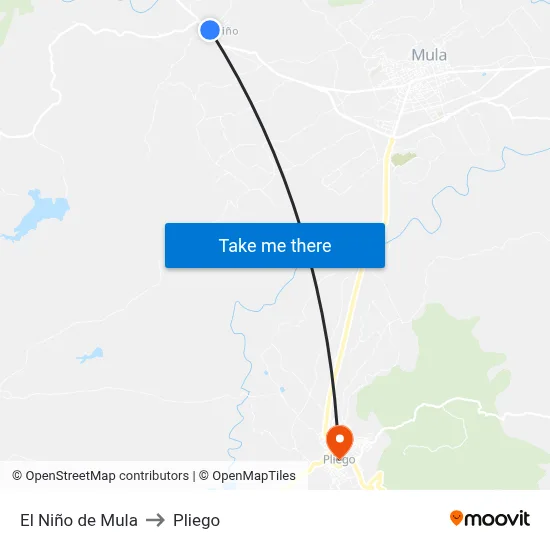 El Niño de Mula to Pliego map