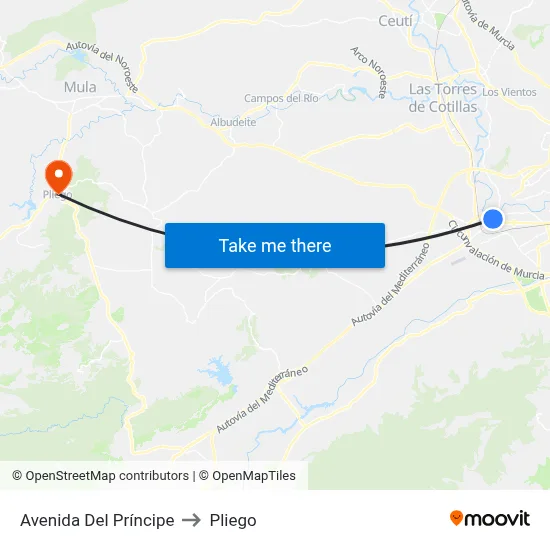Avenida Del Príncipe to Pliego map