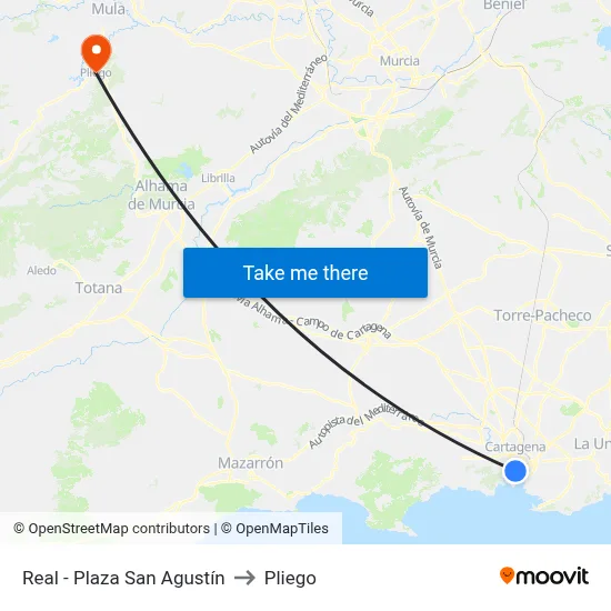 Real - Plaza San Agustín to Pliego map