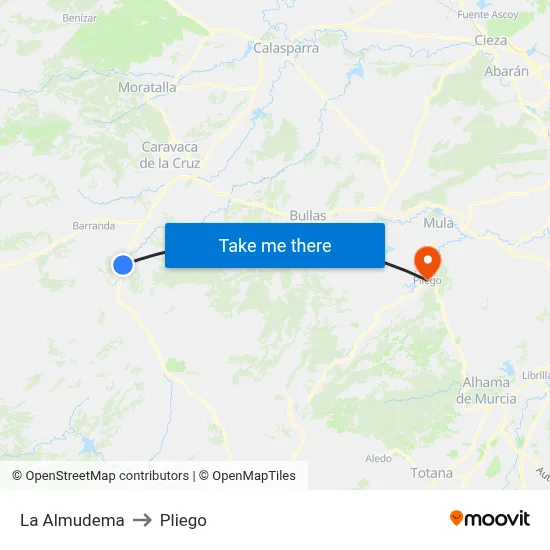 La Almudema to Pliego map