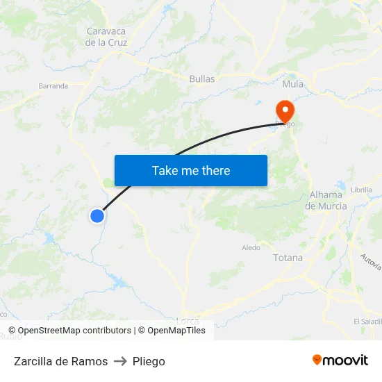 Zarcilla de Ramos to Pliego map