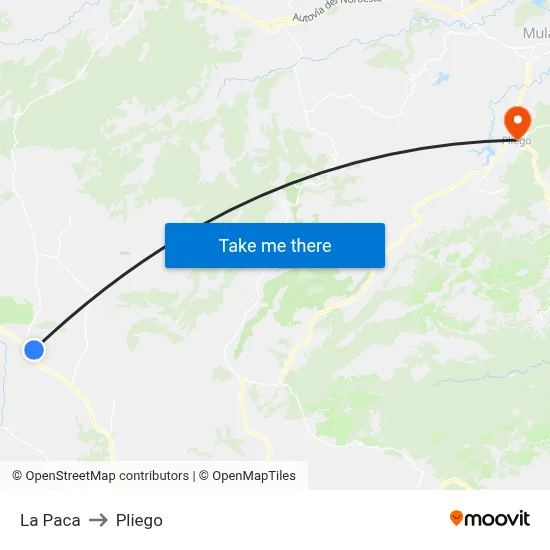 La Paca to Pliego map