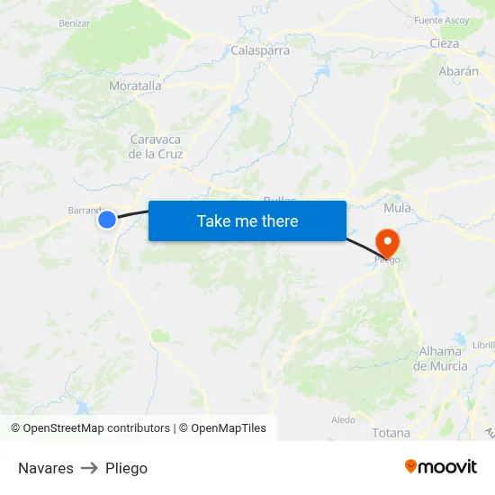 Navares to Pliego map