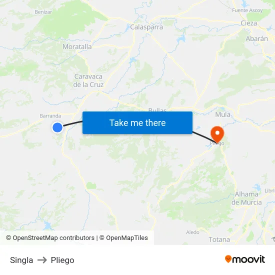 Singla to Pliego map