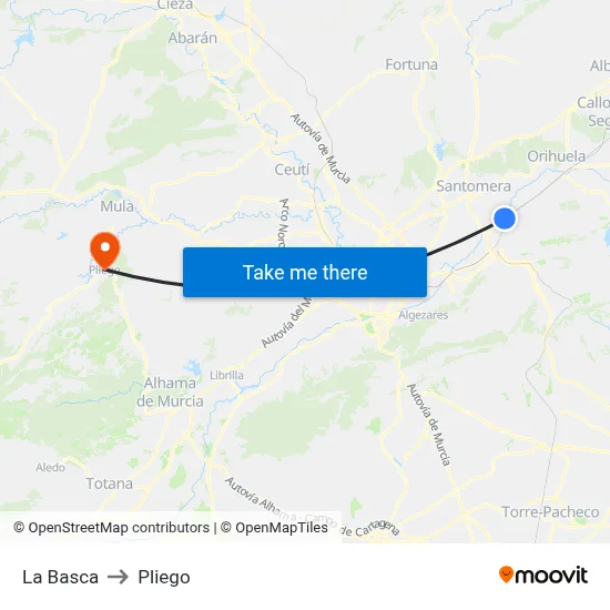 La Basca to Pliego map