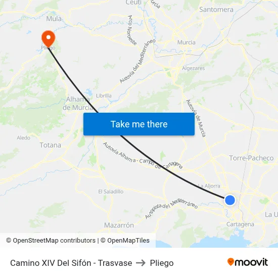 Camino XIV Del Sifón - Trasvase to Pliego map