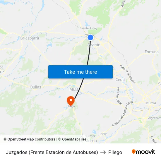 Juzgados (Frente Estación de Autobuses) to Pliego map