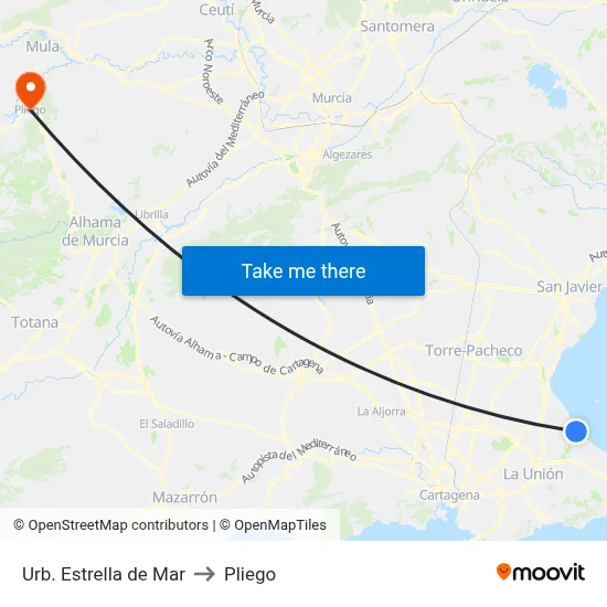 Urb. Estrella de Mar to Pliego map