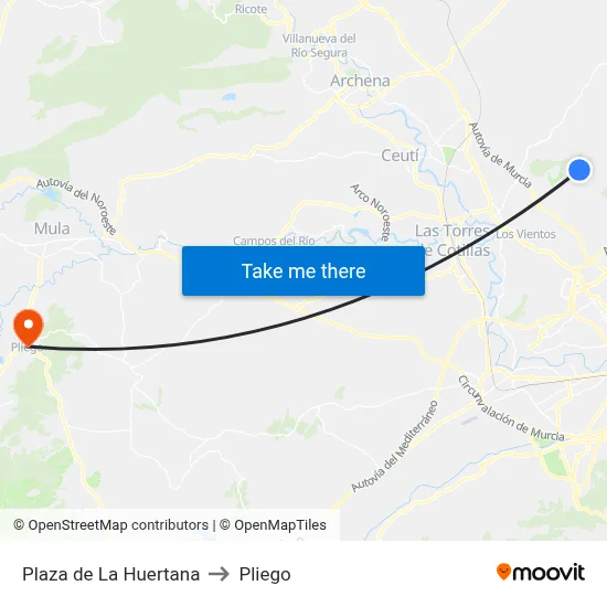 Plaza de La Huertana to Pliego map