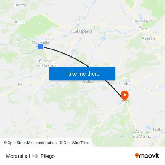 Moratalla I to Pliego map