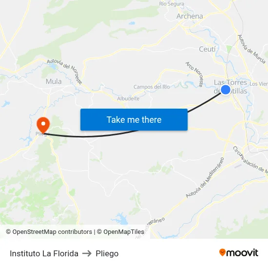 Instituto La Florida to Pliego map