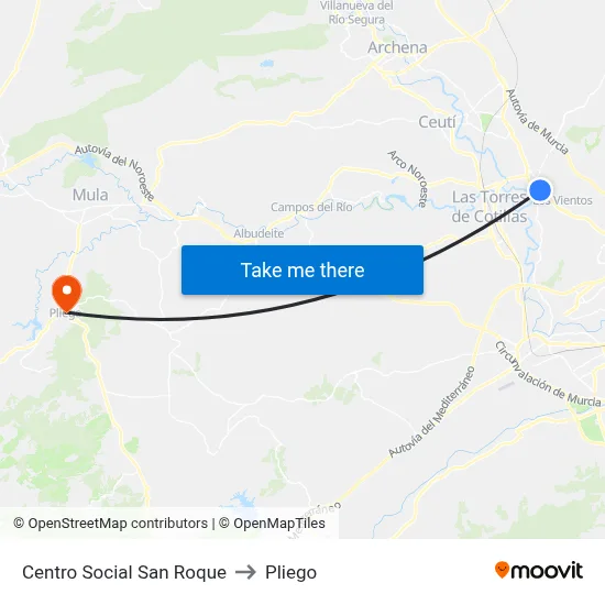 Centro Social San Roque to Pliego map