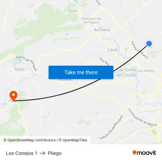 Los Conejos 1 to Pliego map