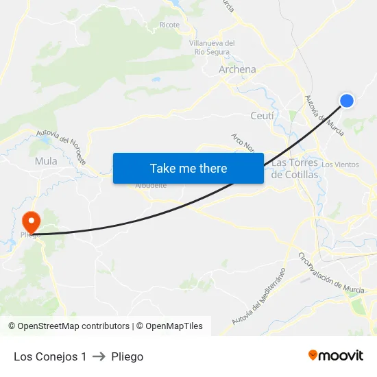 Los Conejos 1 to Pliego map