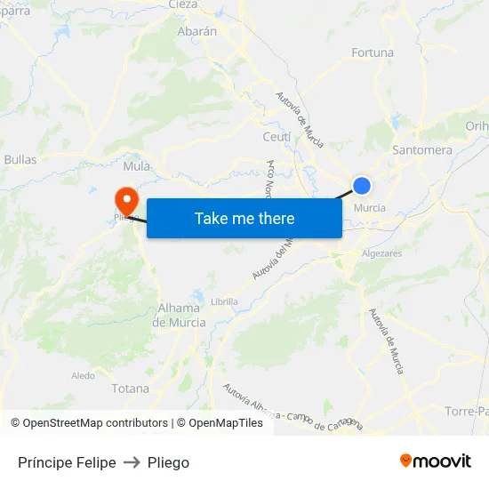 Príncipe Felipe to Pliego map