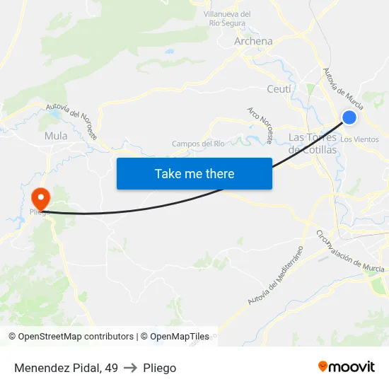 Menendez Pidal, 49 to Pliego map