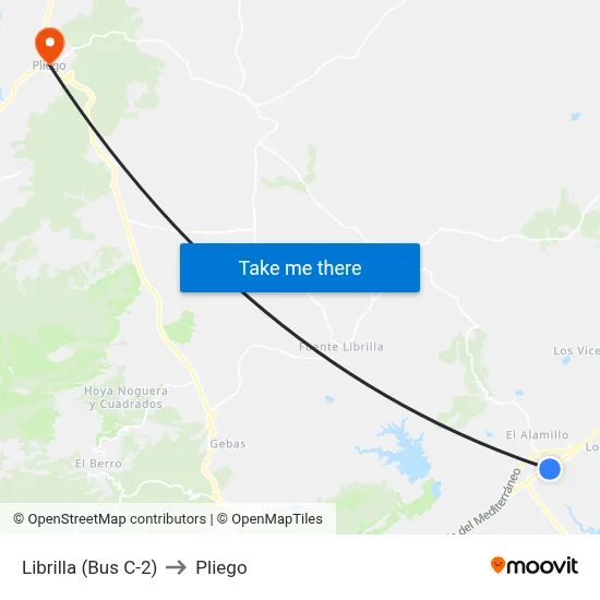Librilla (Bus C-2) to Pliego map