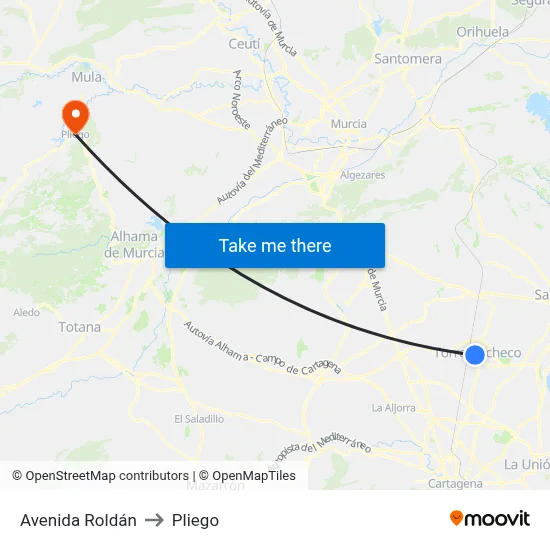 Avenida Roldán to Pliego map