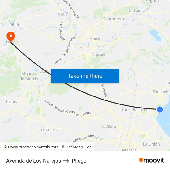 Avenida de Los Narejos to Pliego map