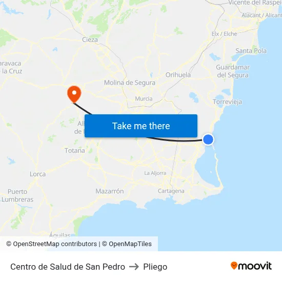 Centro de Salud de San Pedro to Pliego map