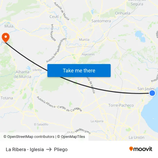 La Ribera - Iglesia to Pliego map