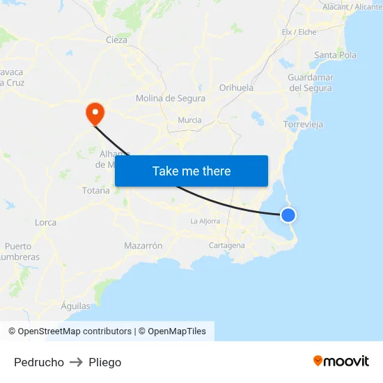 Pedrucho to Pliego map
