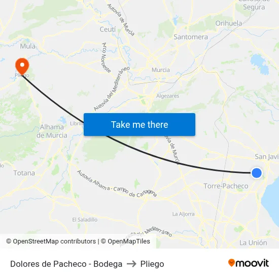 Dolores de Pacheco - Bodega to Pliego map