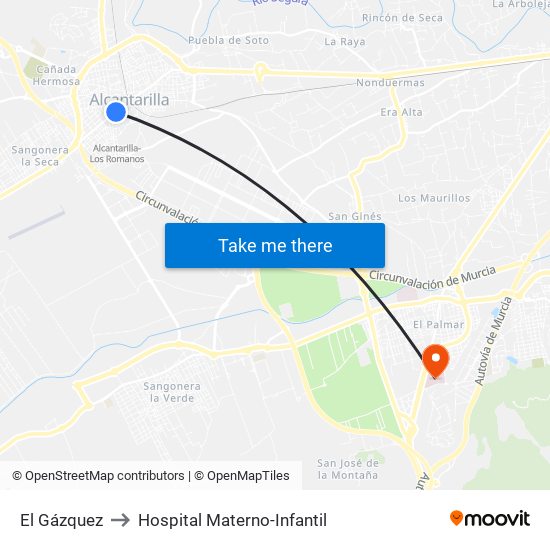 El Gázquez to Hospital Materno-Infantil map