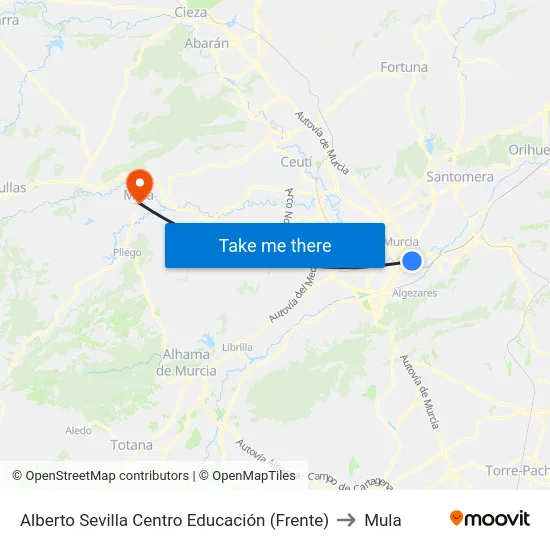 Alberto Sevilla Centro Educación (Frente) to Mula map