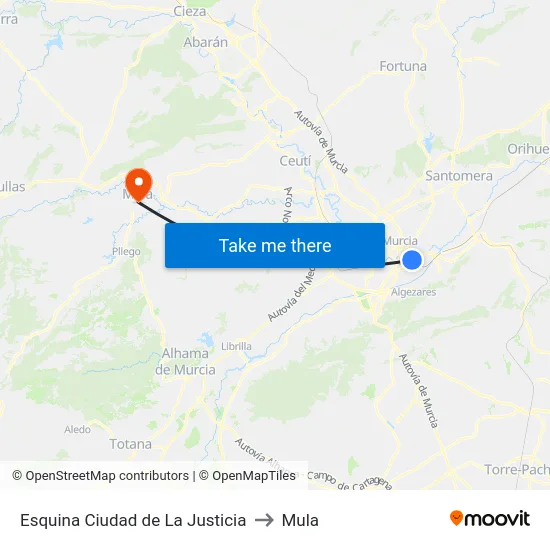 Esquina Ciudad de La Justicia to Mula map