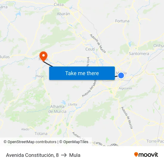 Avenida Constitución, 8 to Mula map