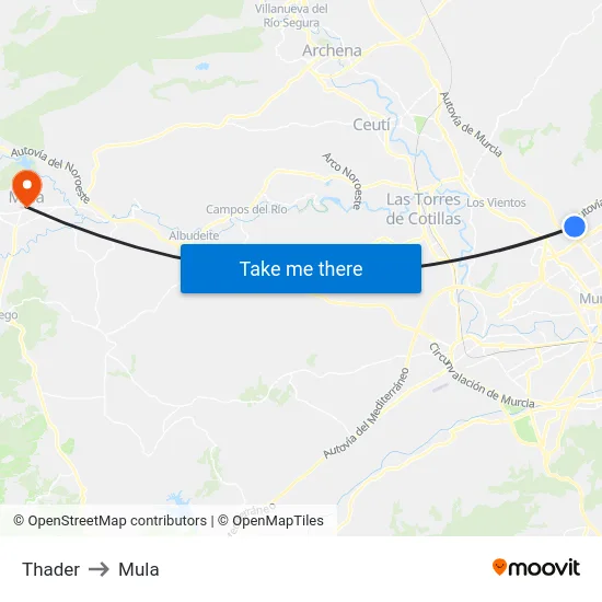 Thader to Mula map