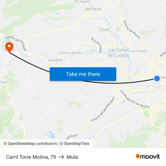 Carril Torre Molina, 79 to Mula map
