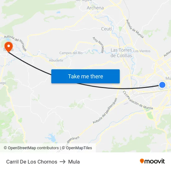 Carril De Los Chornos to Mula map