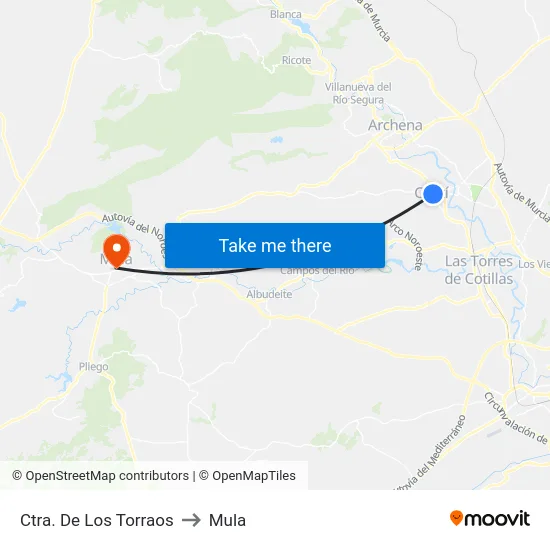 Ctra. De Los Torraos to Mula map