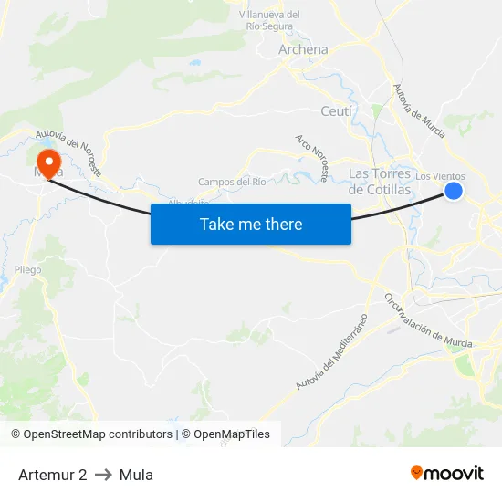 Artemur 2 to Mula map