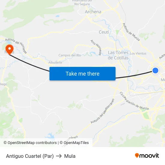 Antiguo Cuartel (Par) to Mula map