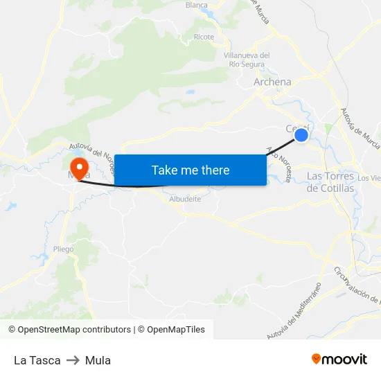 La Tasca to Mula map