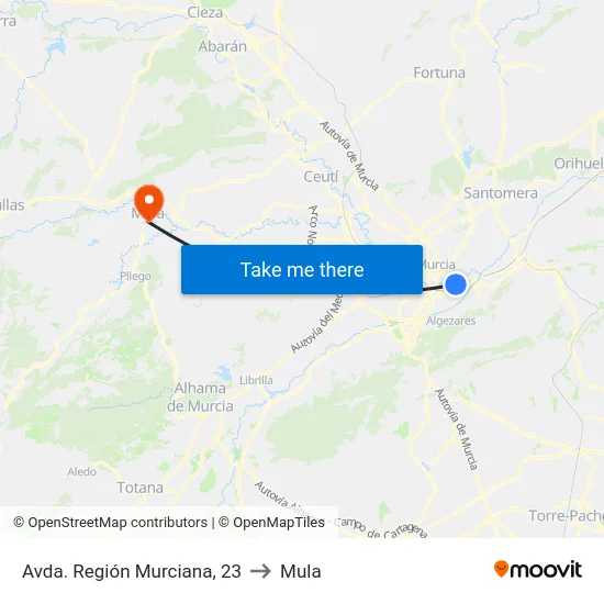 Avda. Región Murciana, 23 to Mula map