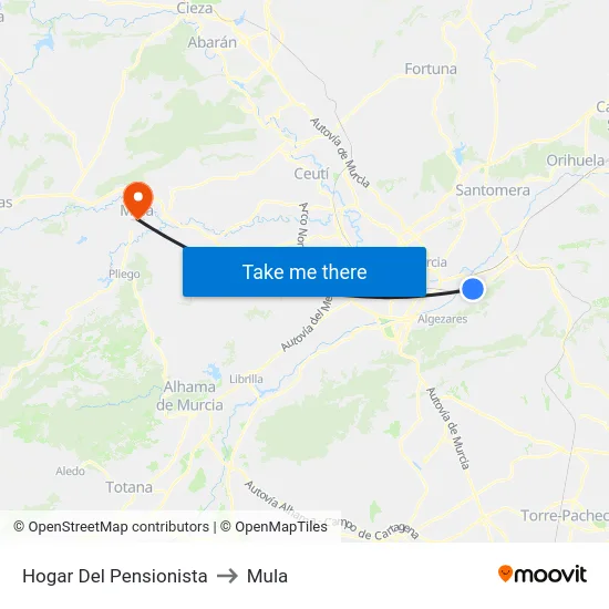 Hogar Del Pensionista to Mula map