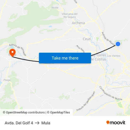 Avda. Del Golf 4 to Mula map
