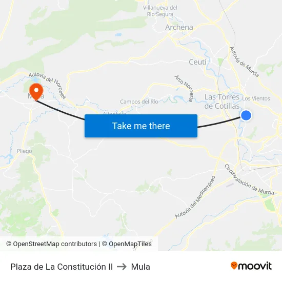Plaza de La Constitución II to Mula map