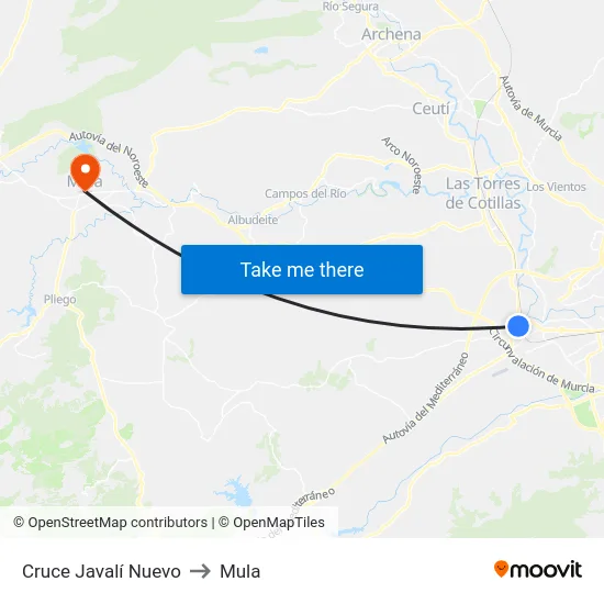 Cruce Javalí Nuevo to Mula map